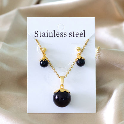 ASON Gold Color Bridal Wedding Jewelry Sets for Women 316L Stainless Steel Imitation Pearl Necklace Pendant Drop Earrings asonjewelry