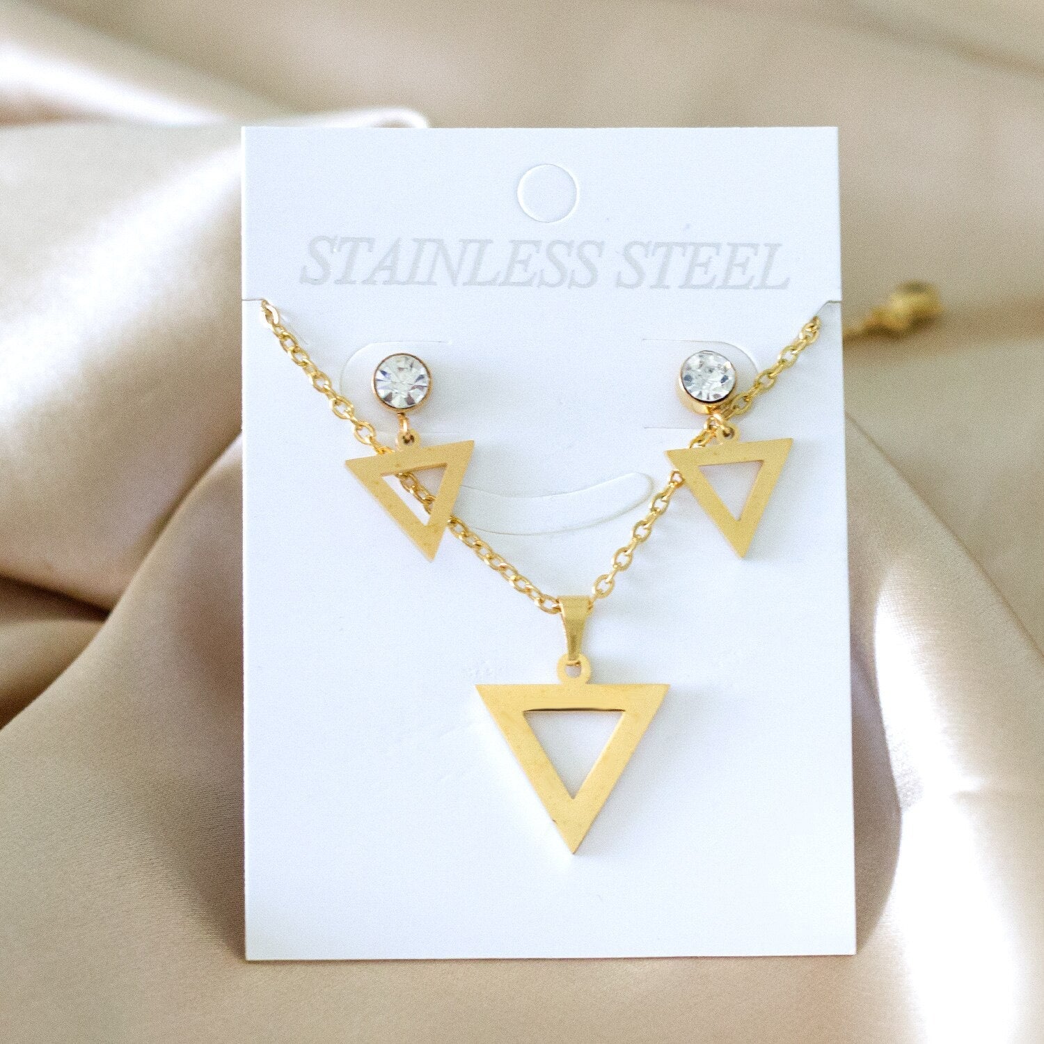 ASON Classic Jewelry Top 316L Stainless Steel Bridal Wedding Jewelry Set for Women Necklace Pendant Small Stud Earring asonjewelry