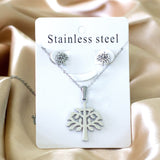 ASON Top 316L Stainless Steel Gold Color Jewelry Sets for Women 2019 Plant Pendant Necklace Small Stud Earrings for Femme