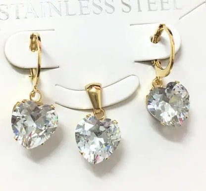 Heart Shape Luxury Jewelry Sets For Woman Dangle AAA Zirconia Earrings With Heart Fairy Aesthetic Pendant Necklace asonjewelry