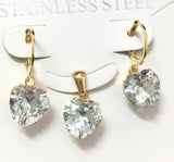 Heart Shape Luxury Jewelry Sets For Woman Dangle AAA Zirconia Earrings With Heart Fairy Aesthetic Pendant Necklace