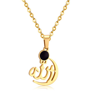 Black/Bule Round Shape Oil Drip Pendant Necklaces Stainless Steel Gold Color Chain Choker For Women Party Gift