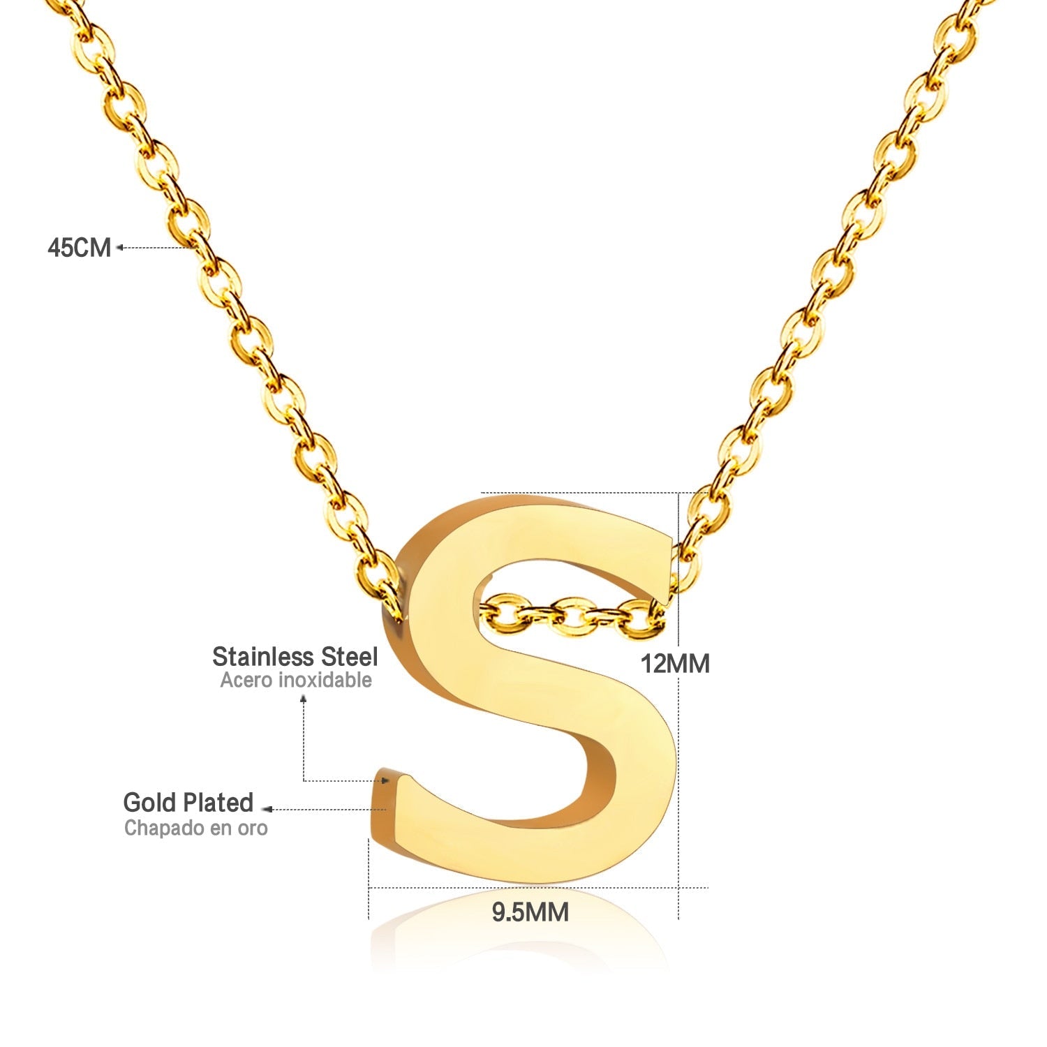 ASON Delicate Classic Style Initial 26 Letters Alphabet Chain Pendant Necklace Stainless Steel Gold Color Jewelry Chokers asonjewelry