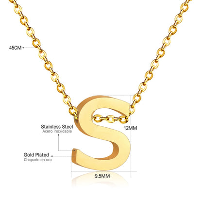 ASON Delicate Classic Style Initial 26 Letters Alphabet Chain Pendant Necklace Stainless Steel Gold Color Jewelry Chokers asonjewelry