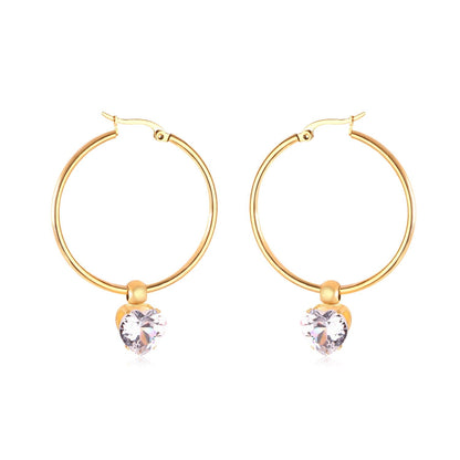 ASON Round Ear Hoop Earring With Cubic Zirconia Classic Style 2022 Stainless Steel Circle Earring Fashion Jewelry Party asonjewelry