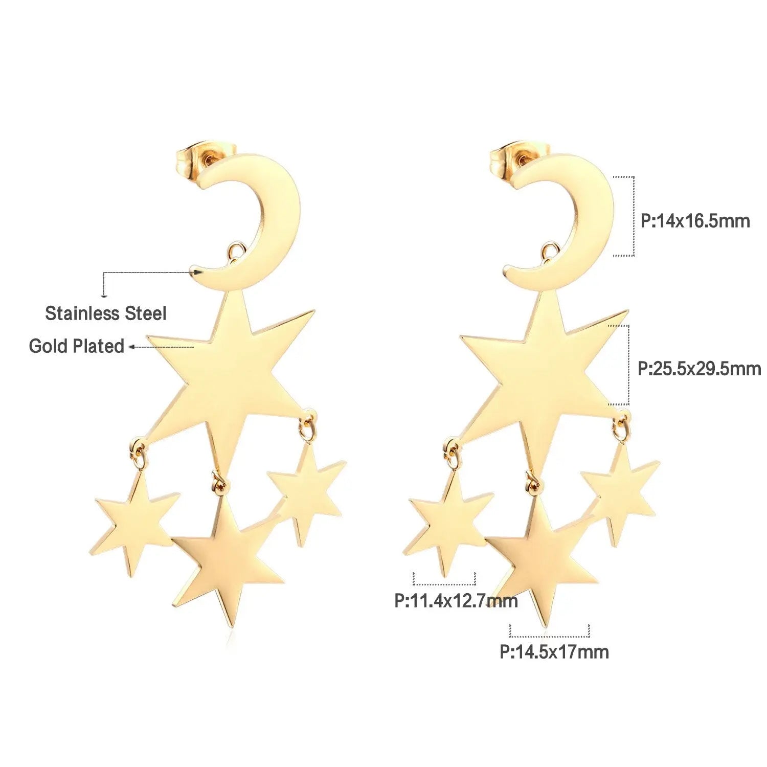 New Crystal Stars Coin Long Tassel Dangle Earrings For Women Girls Stainless Steel Trending Korean Fashion Jewelry asonjewelry