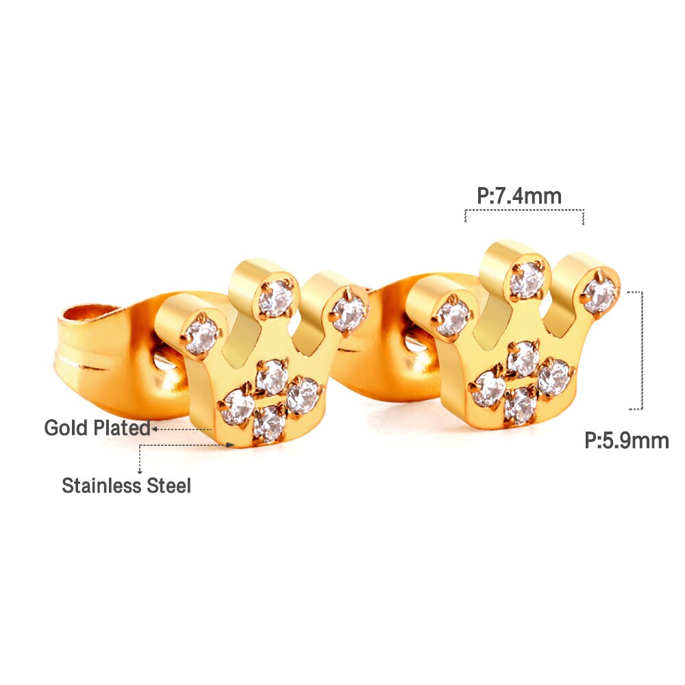ASON Small Earrings Stainless Steel Star Heart Crown Earring with Rhinestones for Women Gold Color Jewelry Accessory asonjewelry