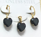 Heart Shape Luxury Jewelry Sets For Woman Dangle AAA Zirconia Earrings With Heart Fairy Aesthetic Pendant Necklace