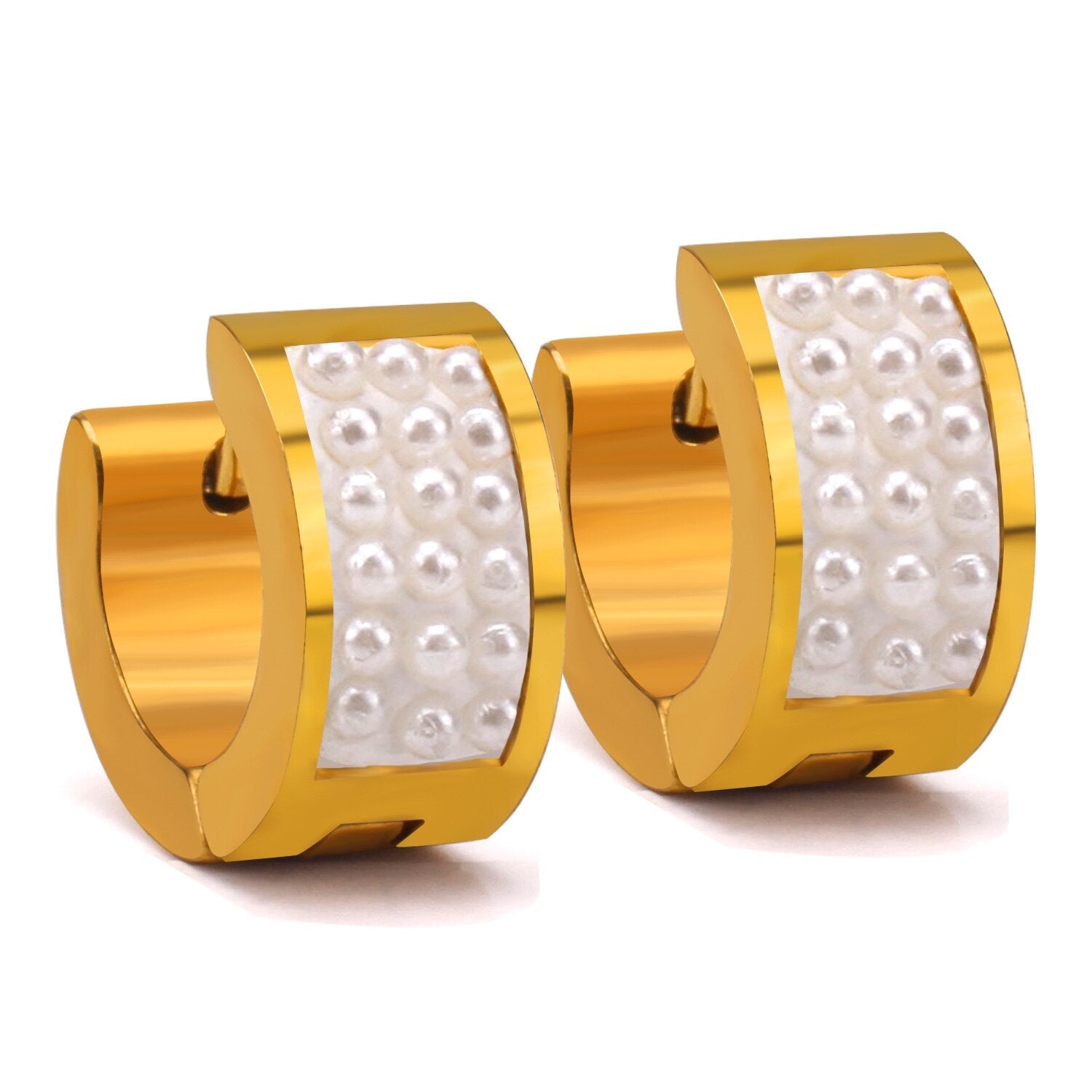 ASON Korea Simple Style Statement Piercing Hoop Earrings Jewelry for Women Men Gold Color Stainless Steel Fashion Jewelry asonjewelry