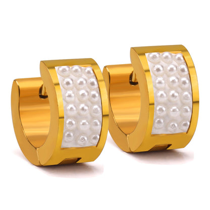 ASON Korea Simple Style Statement Piercing Hoop Earrings Jewelry for Women Men Gold Color Stainless Steel Fashion Jewelry asonjewelry