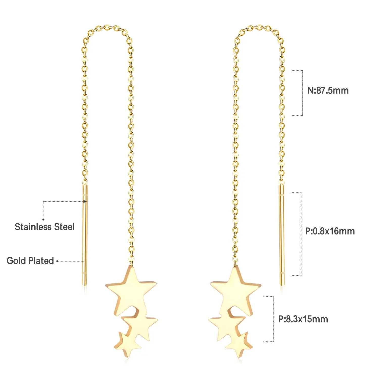 Simple Tassel Linear Chain Long Drop Earrings For Women Girl Geometric Star Hanging Ear Line Japan Korean Jewelry 2022 asonjewelry