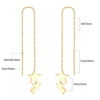 Simple Tassel Linear Chain Long Drop Earrings For Women Girl Geometric Star Hanging Ear Line Japan Korean Jewelry 2022 asonjewelry