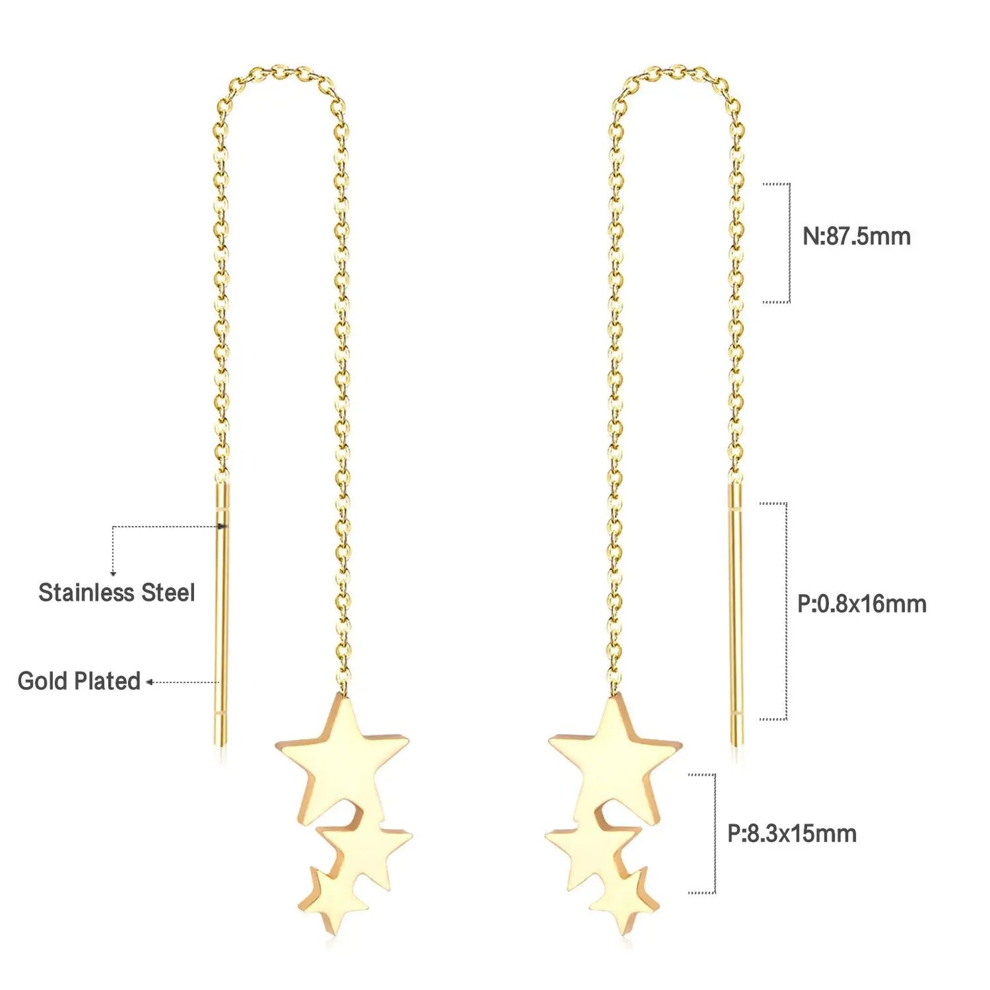 Simple Tassel Linear Chain Long Drop Earrings For Women Girl Geometric Star Hanging Ear Line Japan Korean Jewelry 2022 asonjewelry