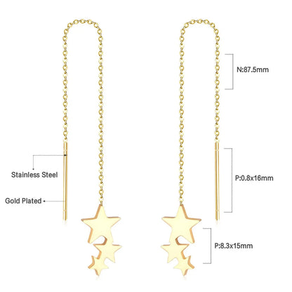Simple Tassel Linear Chain Long Drop Earrings For Women Girl Geometric Star Hanging Ear Line Japan Korean Jewelry 2022 asonjewelry