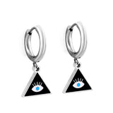ASON Triangle Mixed Color Devil Eye Piercing Drop Earrings Gold Color Staianless Steel For Women Men Trendy Daily Jewelry