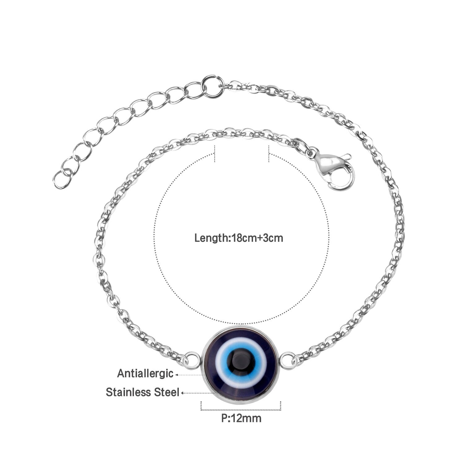 ASON Gold Color Stainless Steel Blue Eye Cubic Zirconia Anti-allergy Chain Bracelets Bangle For Women Men Fashion Jewelry asonjewelry