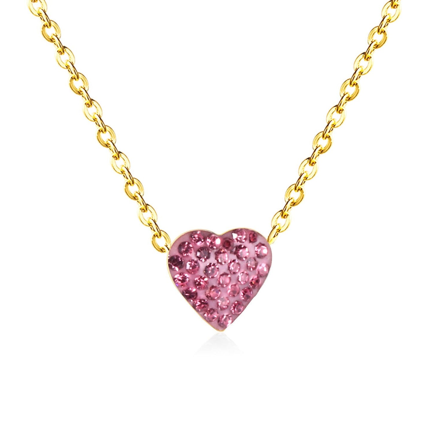 ASON Clay Heart Pendant Necklaces 12 Colors Stainless Steel Gold Color Chains Necklaces Lover's Party Wedding Gift Chokers asonjewelry