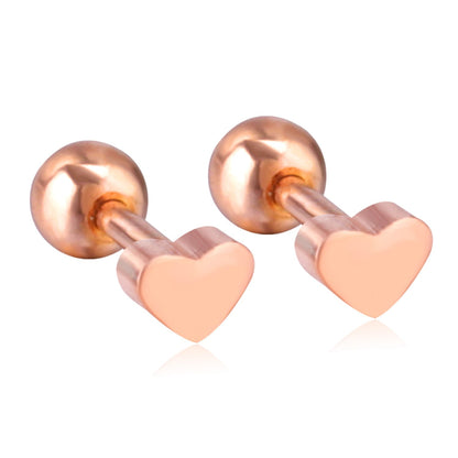 ASON Rose Gold/Black Stud Earrings Heart Stainless Steel Women Earrings Jewelry Gift Accessories,Anti-allergy asonjewelry