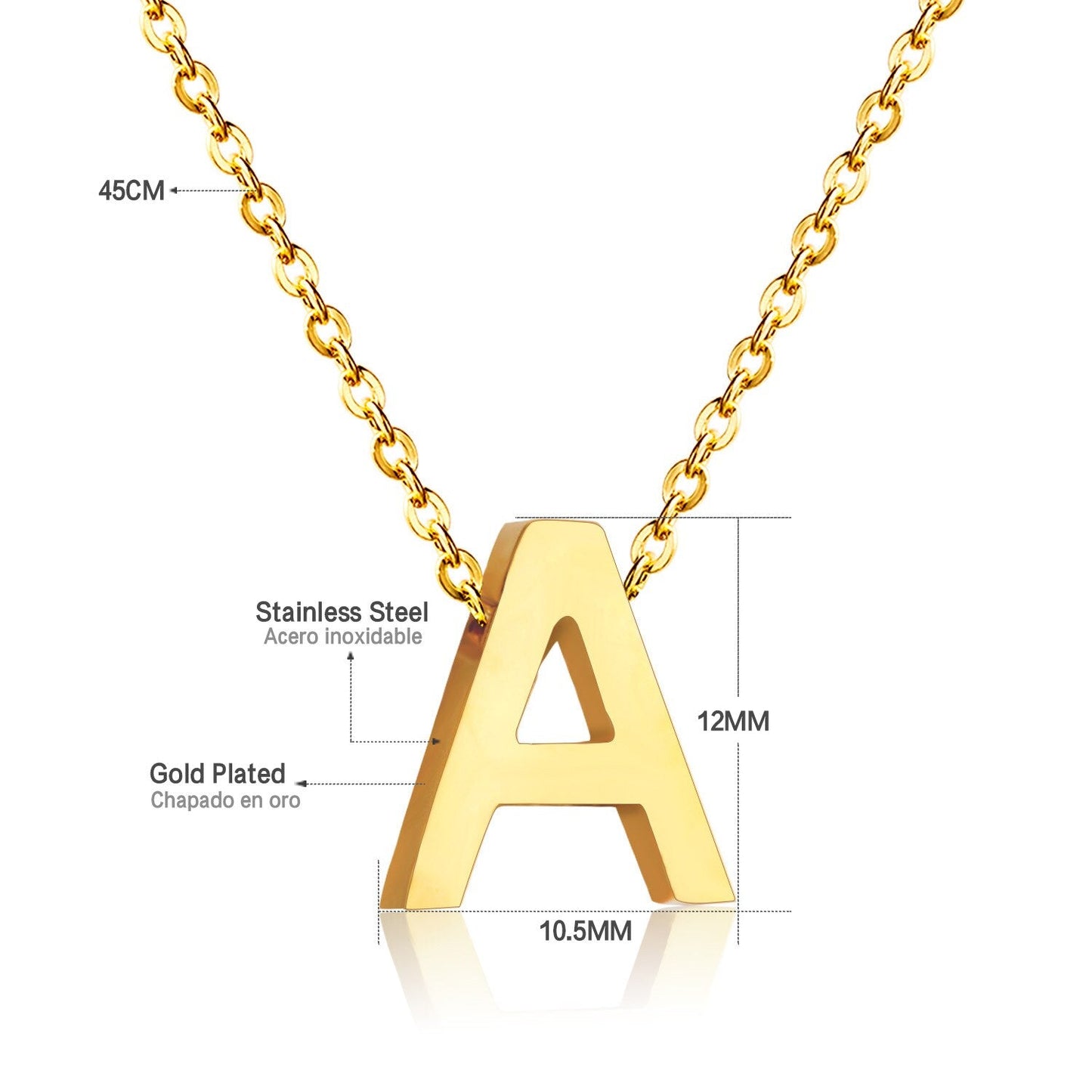 ASON Delicate Classic Style Initial 26 Letters Alphabet Chain Pendant Necklace Stainless Steel Gold Color Jewelry Chokers asonjewelry
