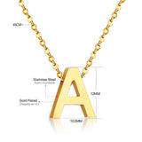 ASON Delicate Classic Style Initial 26 Letters Alphabet Chain Pendant Necklace Stainless Steel Gold Color Jewelry Chokers