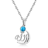Black/Bule Round Shape Oil Drip Pendant Necklaces Stainless Steel Gold Color Chain Choker For Women Party Gift