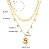Gothic Multilayer Snake Crystal Necklace Women Gold Color Stainless Steel Double Chain Bohemian 2022 Trendy Jewelry