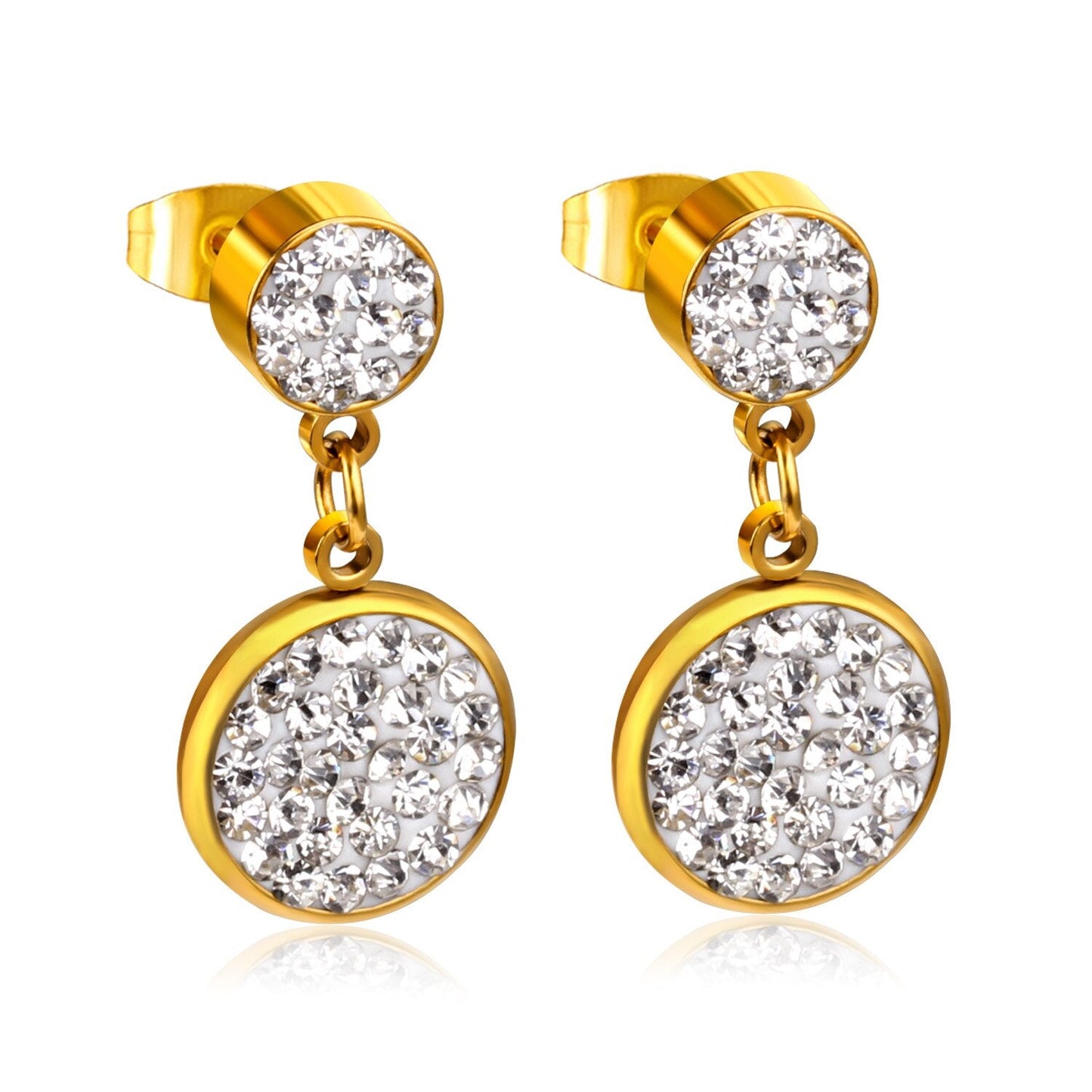 ASON Round Cubic Zircnia Drop Earrings Stainless Steel 2022 New Punk Earrngs for Girl/Women Daily Wear asonjewelry