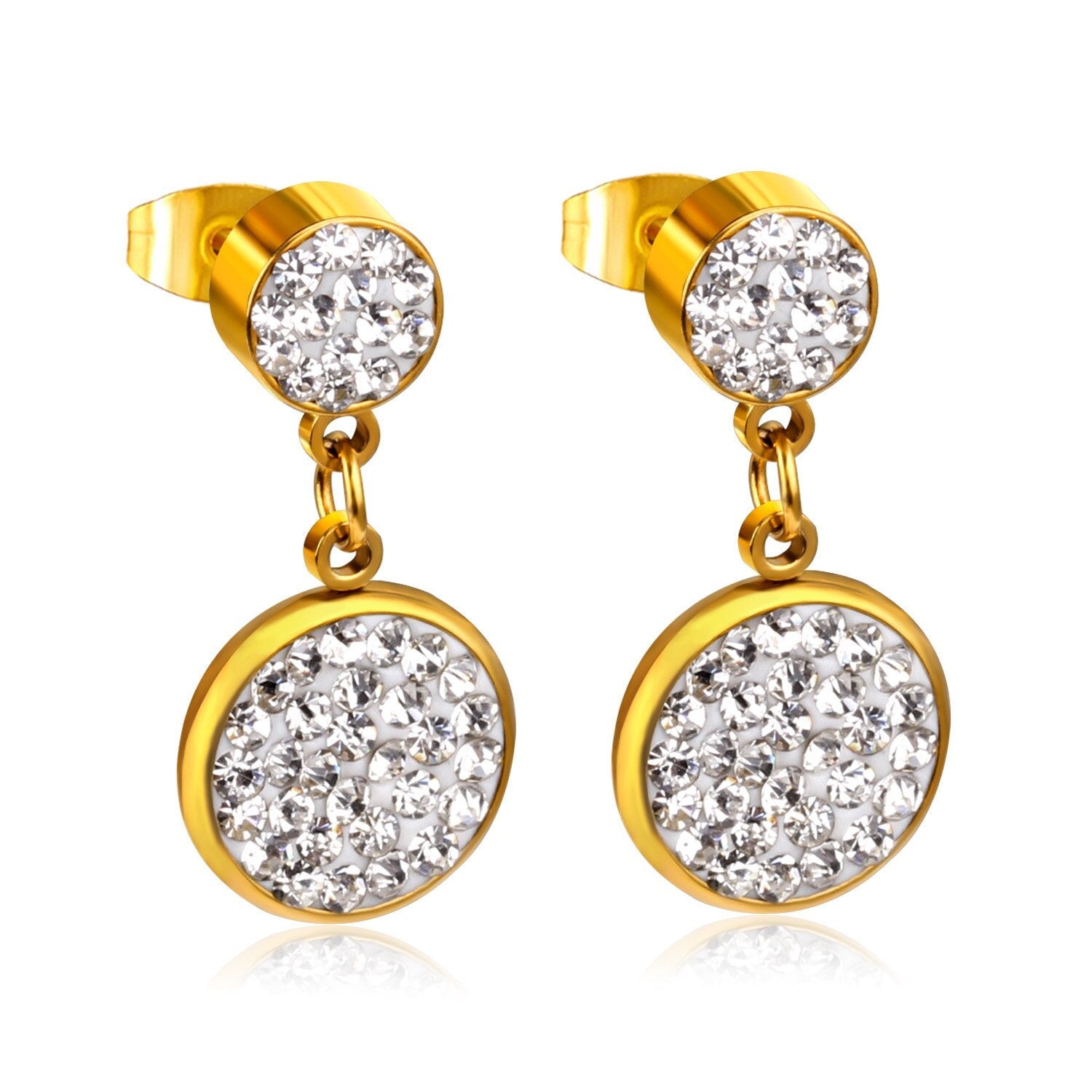 ASON Round Cubic Zircnia Drop Earrings Stainless Steel 2022 New Punk Earrngs for Girl/Women Daily Wear asonjewelry