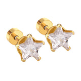 Heart Star Round AAA Zirconia 6mm Earrings For Women Geometric Shiny Piercing Earing Fashion Korean aretes de mujer