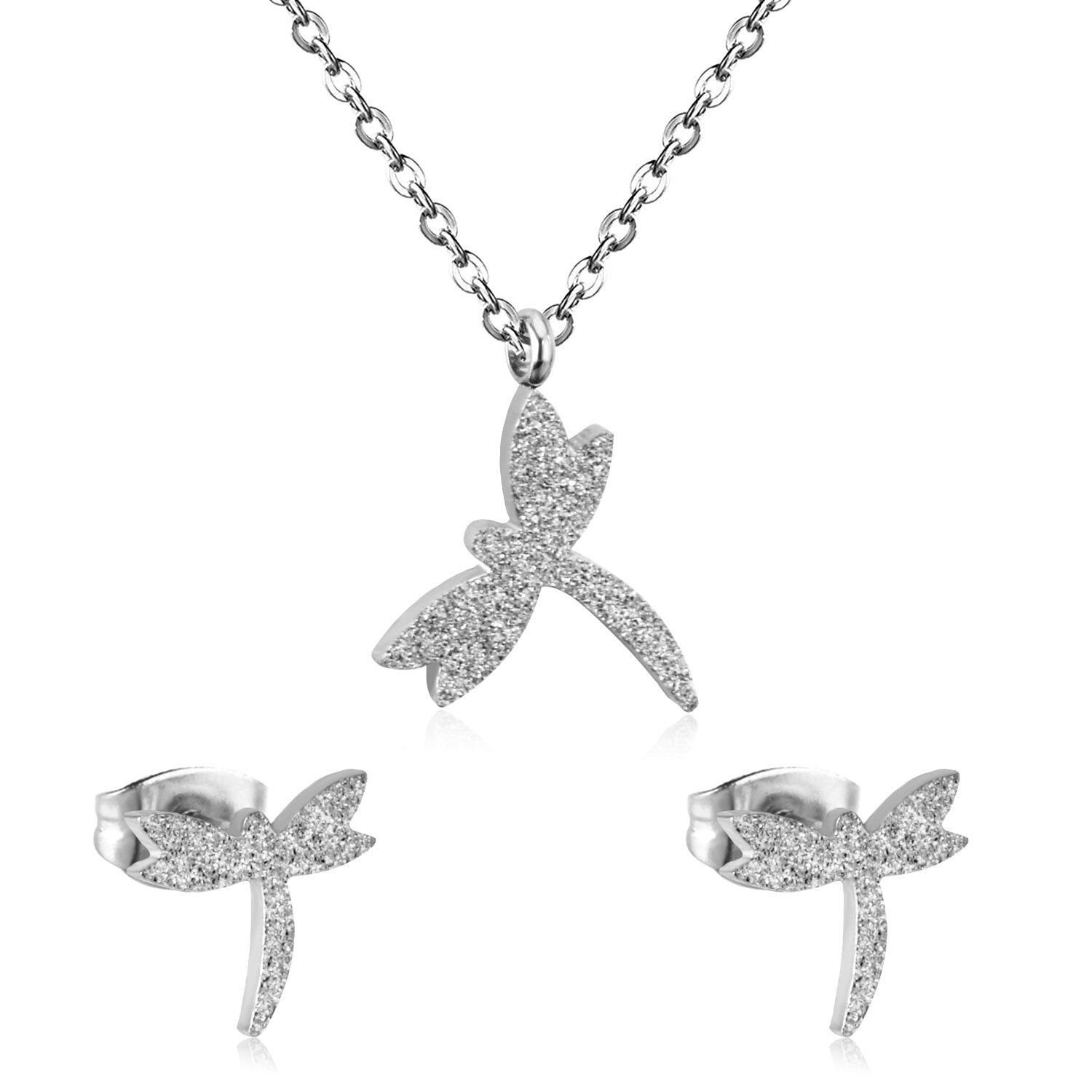 ASON Dragonfly Necklace Earrings Jewelry Set Stainless Steel Gold Color Animal Pendants Necklaces Statement Fashion Jewelry asonjewelry