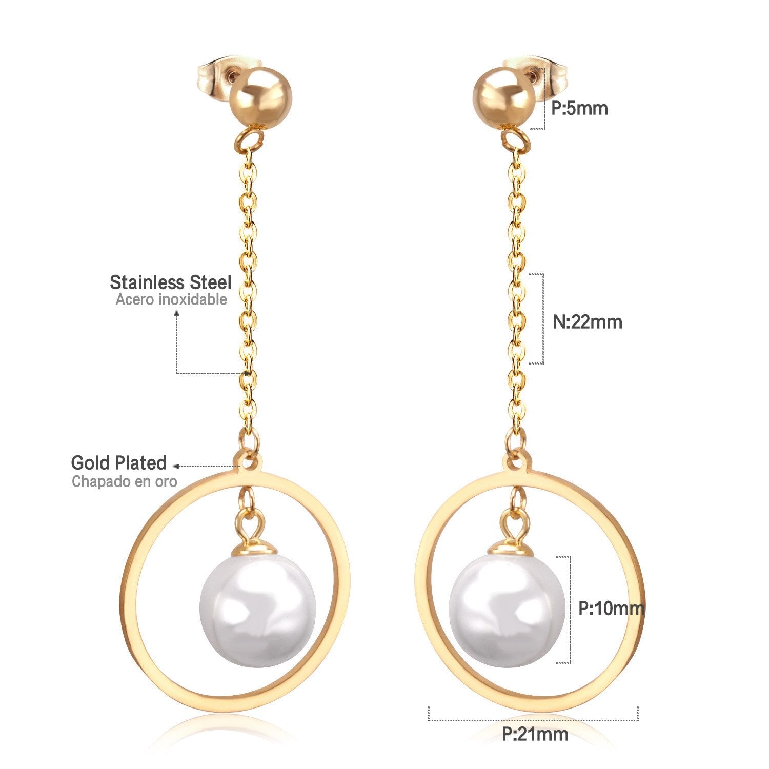 ASON Long Line Link Chain Imitation Pearl Dangle Earrings for Women Gold Color Cross Earrings Female Bijoux Pendientes asonjewelry