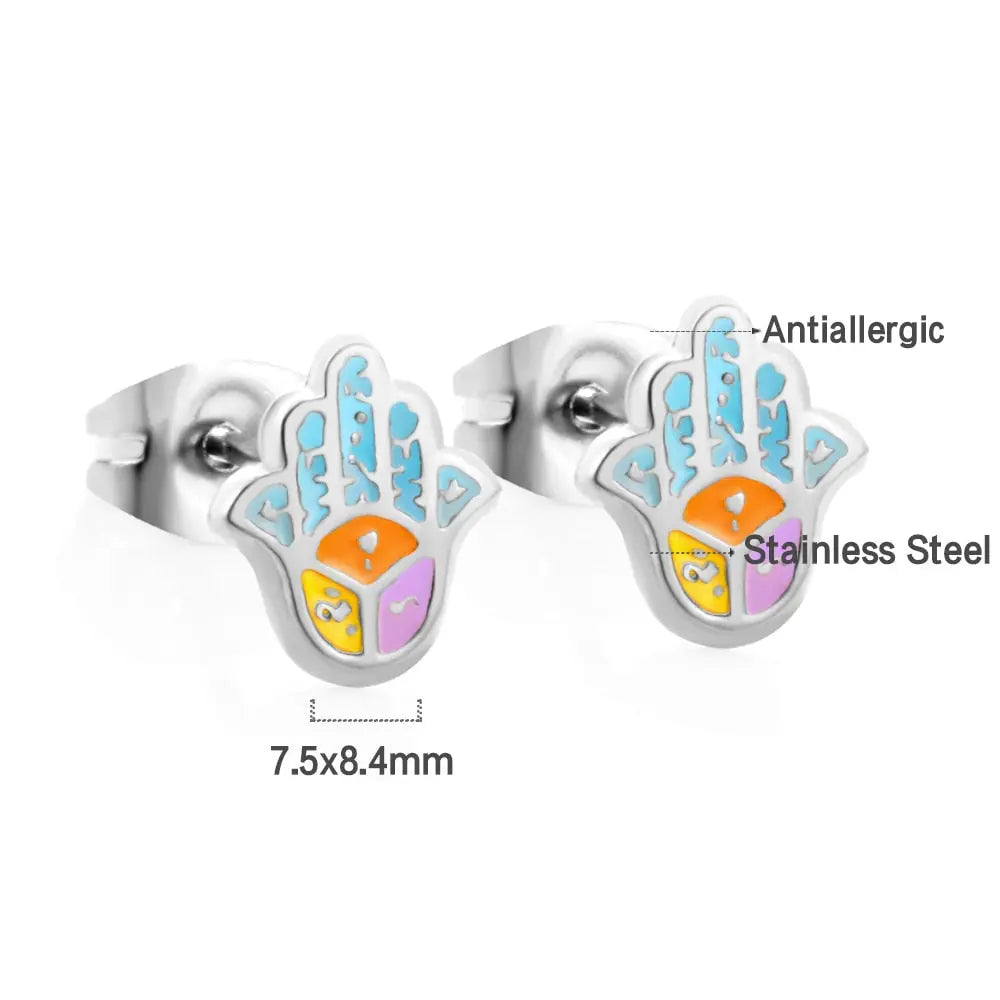 Stainless Steel Lucky Star Stud Earrings For Women Girls Gold Plated Silver Color Trendy Piercing Ear Wholesale asonjewelry