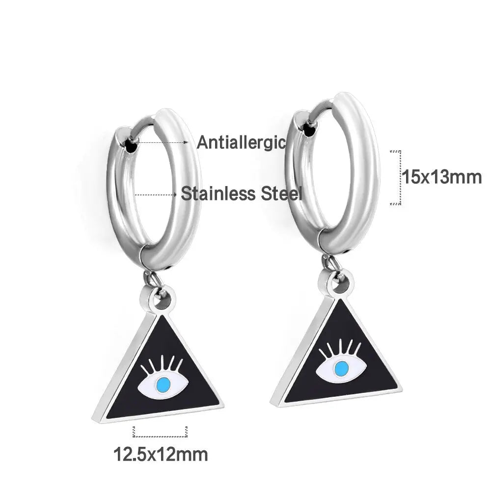 Women Chic Stainless Steel Dangle Earrings Gold Color Shell Black Drip Oil Pendant Drop Hoop Ear Clips Gifts asonjewelry