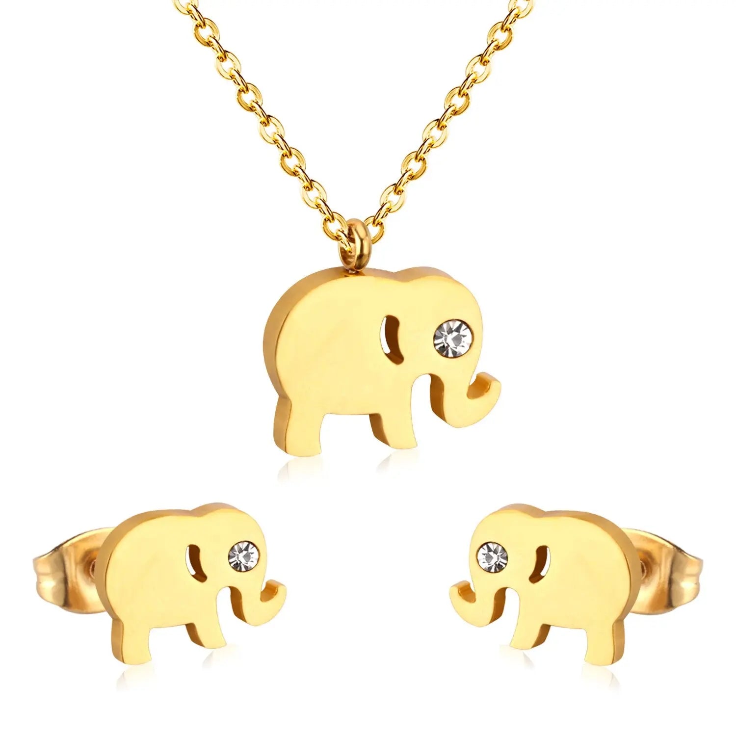 Cubic Zirconia Jewerly Sets animal elephant Pendant Necklace Earrring Sets For Women Collar Whosaele party asonjewelry