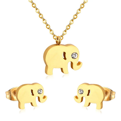 Cubic Zirconia Jewerly Sets animal elephant Pendant Necklace Earrring Sets For Women Collar Whosaele party asonjewelry