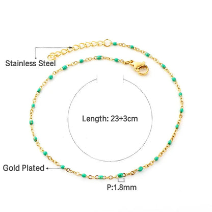 Bohemian Green Blue Yellow Beads Chain Anklets Stainless Steel Summer Ankle Bracelet Body Jewelry Gifts For Women Girl asonjewelry
