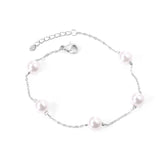 ASON Adjustable Imitation Pearl Chain Bracelets Bangles for Women Gold Color Stainless Steel Extender Fashion Jewelry Gift