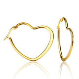 ASON Heart Shape Hoops Earrings Gold Color Size 25mm/35mm/45mm Stainless Steel Big Dangler Female Accessories Piercing