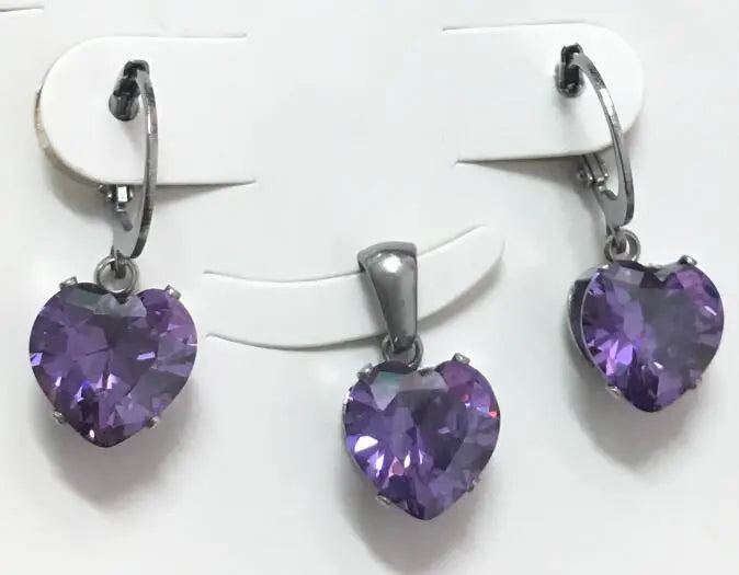 Heart Shape Luxury Jewelry Sets For Woman Dangle AAA Zirconia Earrings With Heart Fairy Aesthetic Pendant Necklace asonjewelry