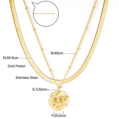 Gothic Multilayer Snake Crystal Necklace Women Gold Color Stainless Steel Double Chain Bohemian 2022 Trendy Jewelry asonjewelry