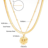 Gothic Multilayer Snake Crystal Necklace Women Gold Color Stainless Steel Double Chain Bohemian 2022 Trendy Jewelry