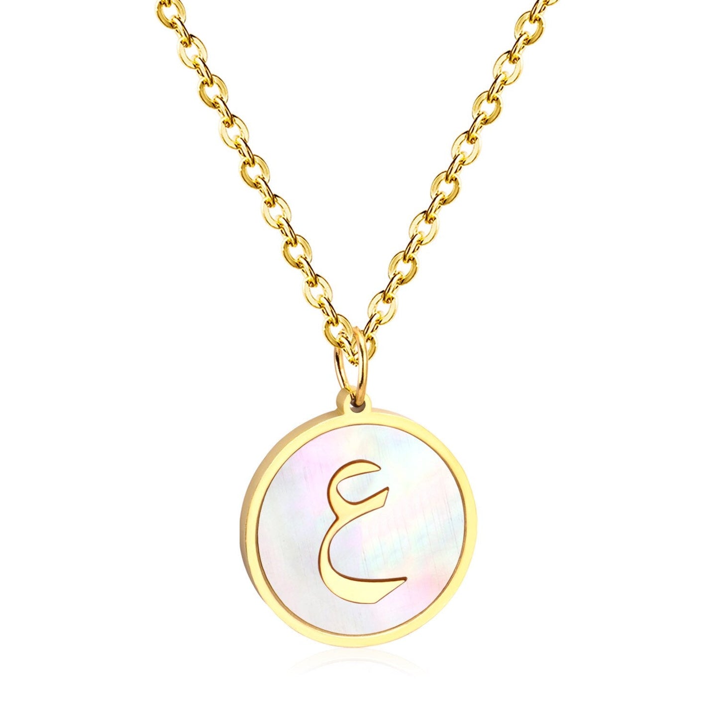 ASON White/Black Shell Gold Color Initial Letter Fashion Pendant Necklace Stainless Steel Alphabet Chain for Gift Chokers asonjewelry