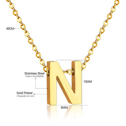 ASON Delicate Classic Style Initial 26 Letters Alphabet Chain Pendant Necklace Stainless Steel Gold Color Jewelry Chokers asonjewelry