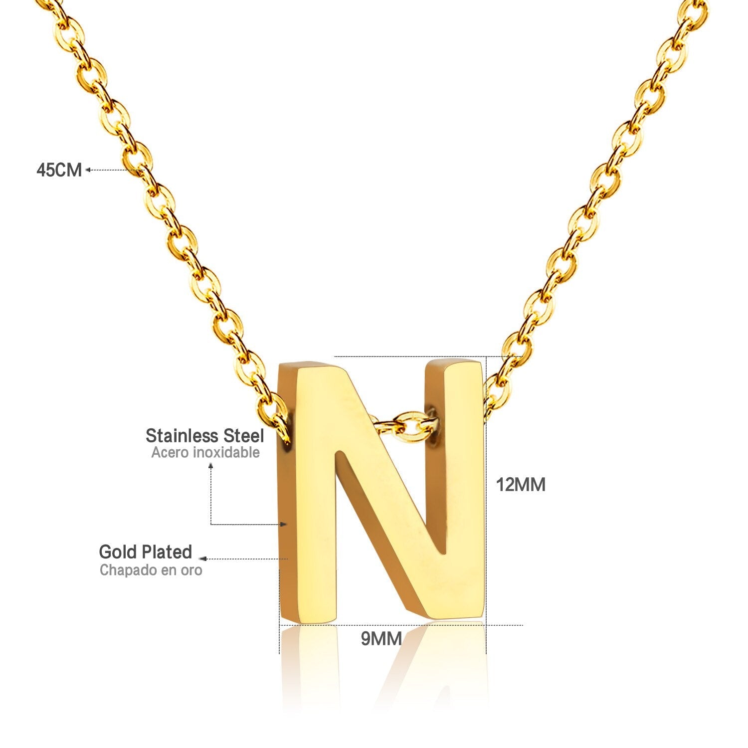 ASON Delicate Classic Style Initial 26 Letters Alphabet Chain Pendant Necklace Stainless Steel Gold Color Jewelry Chokers asonjewelry