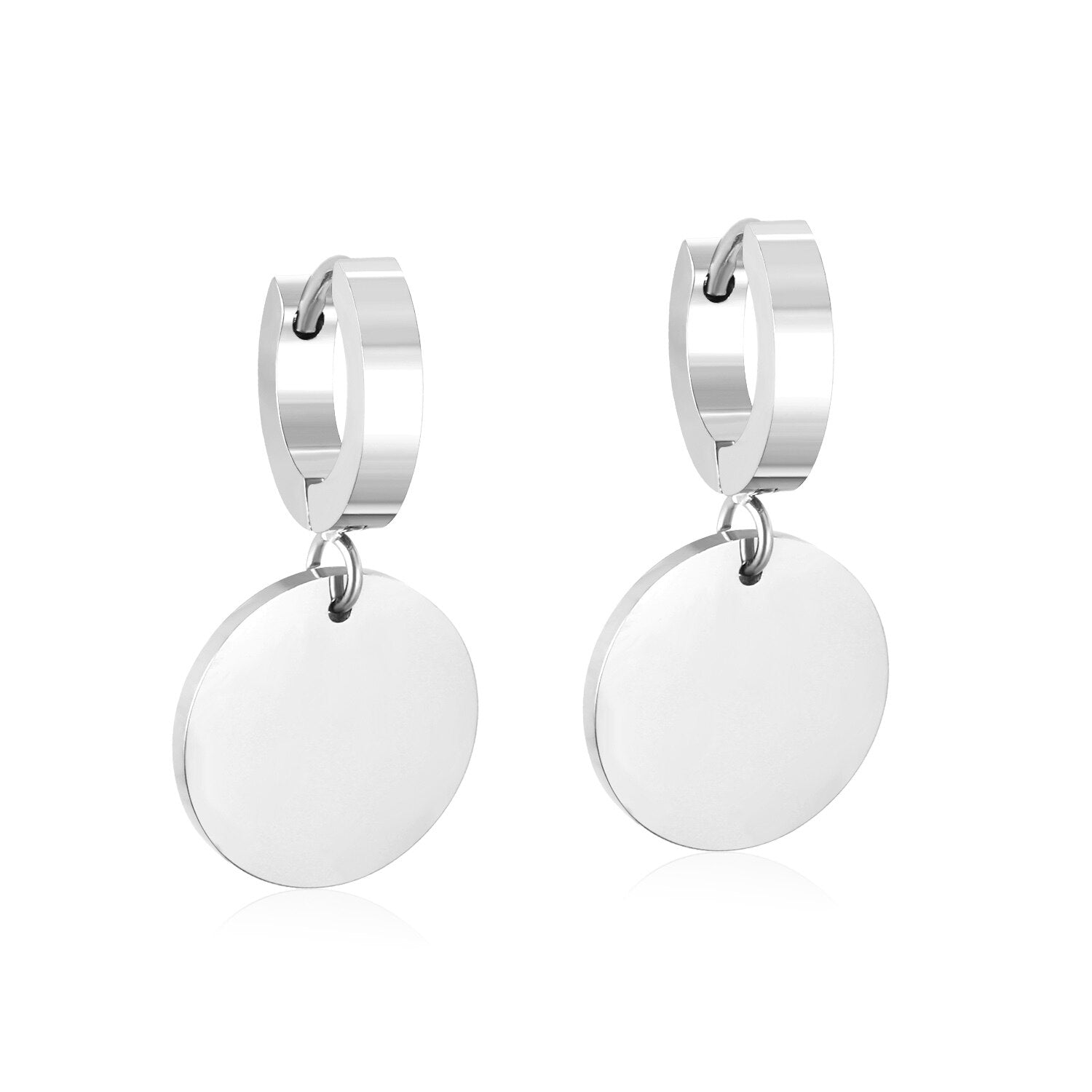 ASON Stylish Round Pendant Stainless Steel Earrings for Women Girls Hanging Dangle Earring Simple Jewelry Party Gift asonjewelry