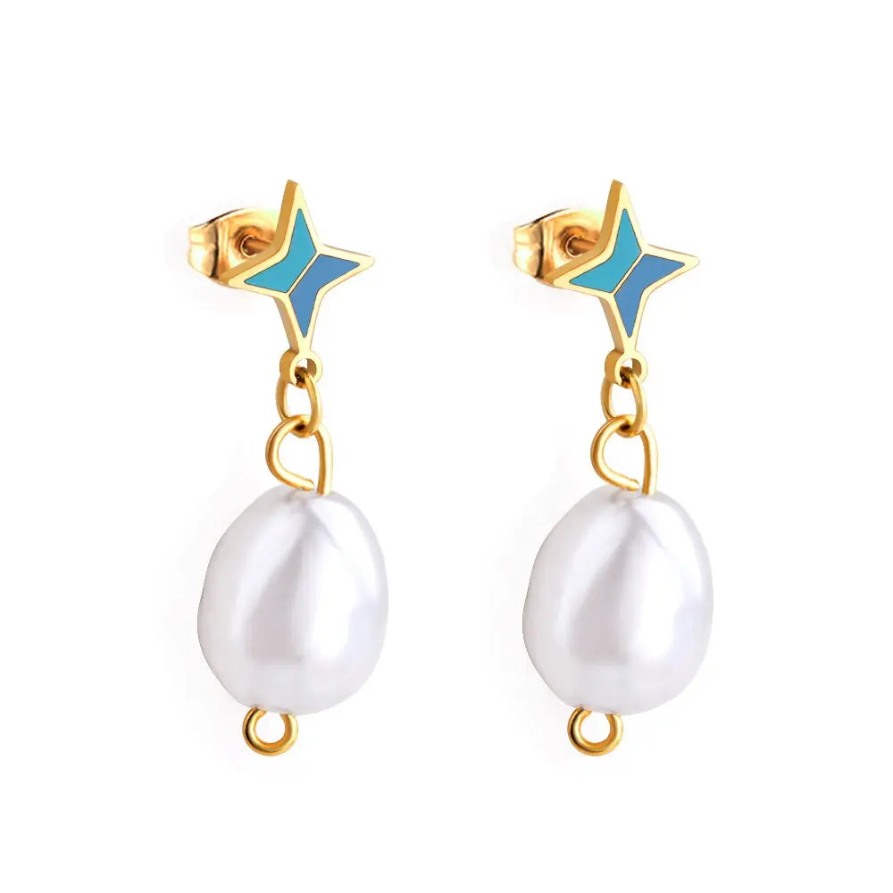 Imitation Pearl Exquisite Pendientes Earrings Stainless Steel Trendy 2022 Dangle Blue Earring Heart Elegant Jewelry asonjewelry
