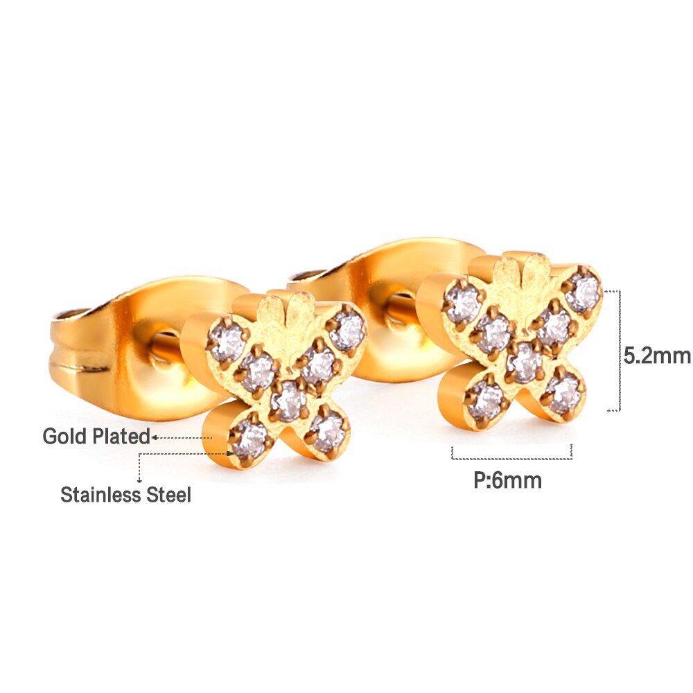 ASON Small Earrings Stainless Steel Star Heart Crown Earring with Rhinestones for Women Gold Color Jewelry Accessory asonjewelry