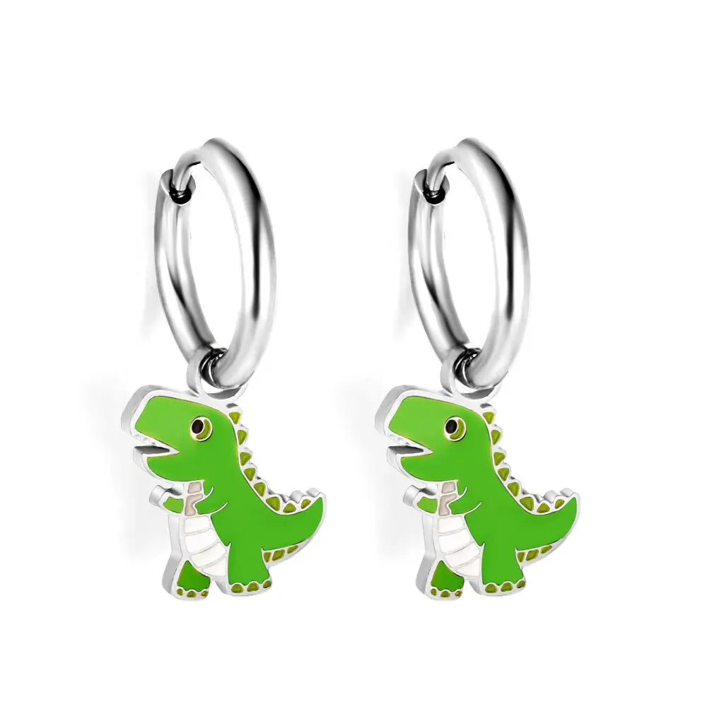 Cute Animal Drop Pendients For Woman Girls Panda Dangle Earrings Frog Dinosaur Charms Grunge Hoops Ears Jewelry New asonjewelry