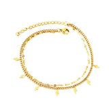 ASON Vintage Lightning Shape Accessories Multi-layer Link Chains Anklet Gold Color Stainless Steel For Women Jewelry Boho