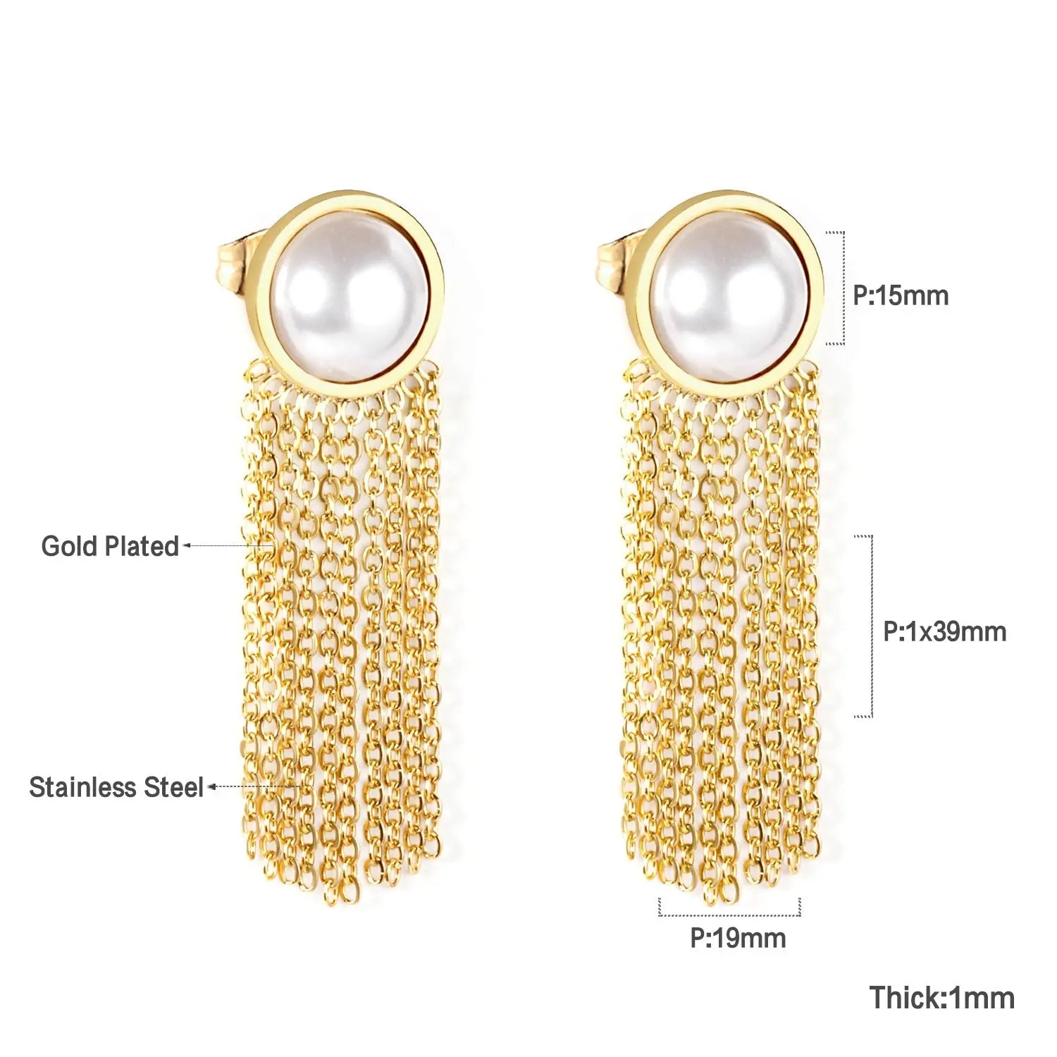 Long Chain Tassel Earrings Women's Gold Color Stainless Steel Drop Earrings Korean Fashion Party Jewelry Wholesale asonjewelry